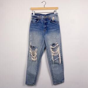 Carmar Distressed Straight Leg High Rise Jeans 25